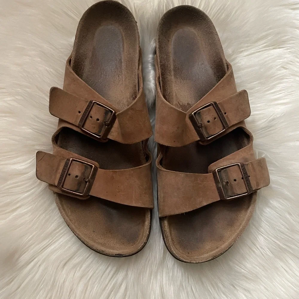 Birkenstock Brown Suede Arizona Two-Strap Sandals